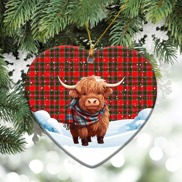 Spens (or Spence) Tartan Christmas Ceramic Ornament - Highland Cows Snow Style Online now - Image 5
