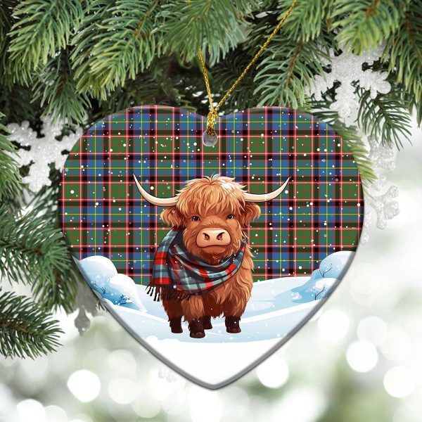 Stirling (of Cadder-Present Chief) Tartan Christmas Ceramic Ornament - Highland Cows Snow Style Fashion - Image 5