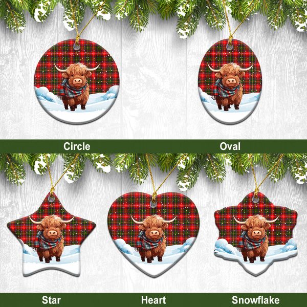 Somerville Tartan Christmas Ceramic Ornament - Highland Cows Snow Style Online Sale