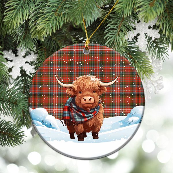 McPherson Weathered Tartan Christmas Ceramic Ornament - Highland Cows Snow Style For Cheap - Image 2