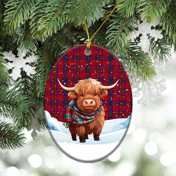 Fiddes Tartan Christmas Ceramic Ornament - Highland Cows Snow Style Cheap - Image 3