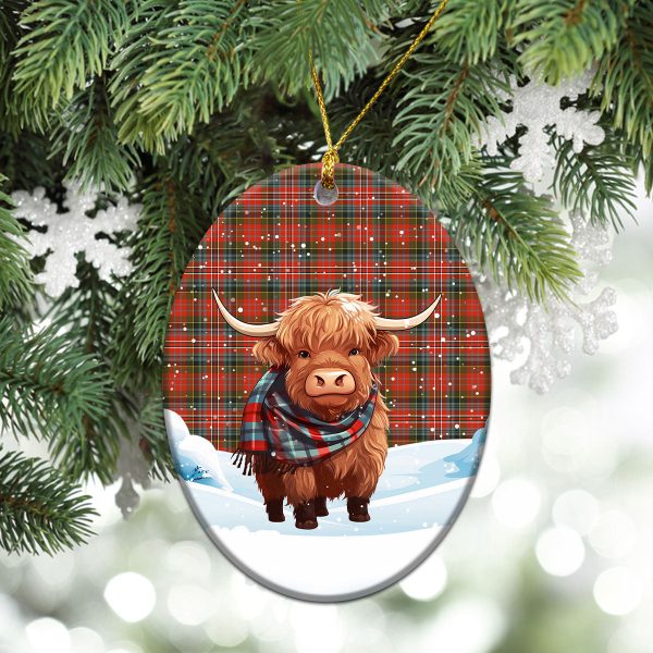 McPherson Weathered Tartan Christmas Ceramic Ornament - Highland Cows Snow Style For Cheap - Image 3