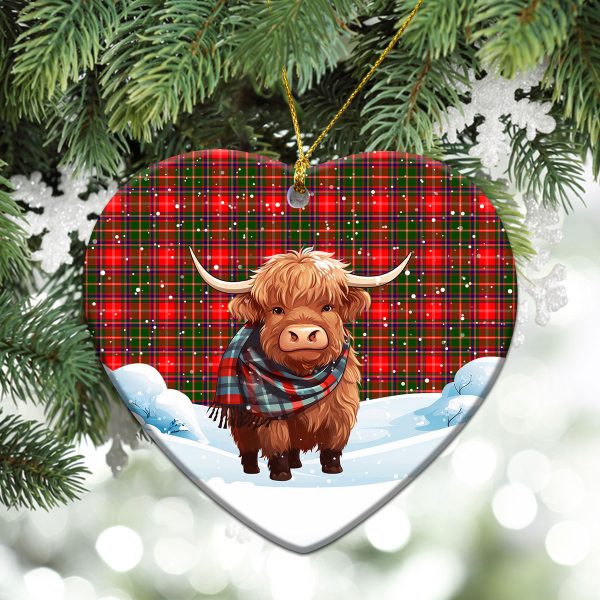 Somerville Tartan Christmas Ceramic Ornament - Highland Cows Snow Style Online Sale - Image 5