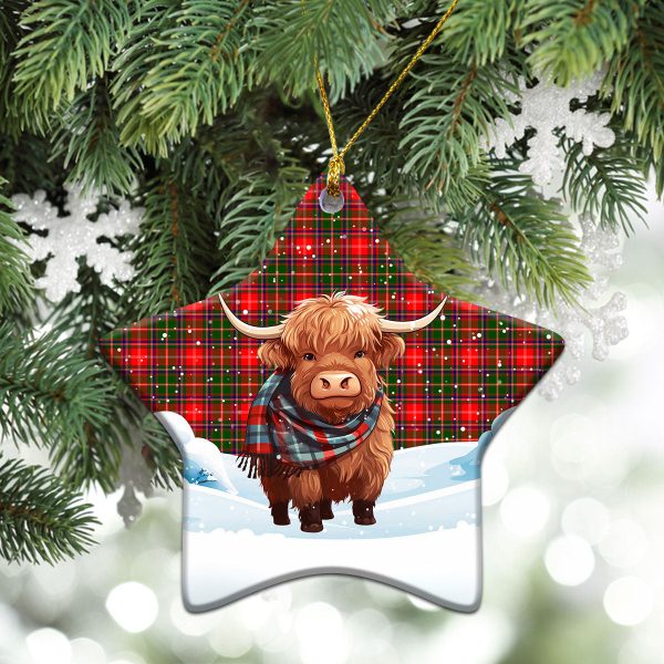 Somerville Tartan Christmas Ceramic Ornament - Highland Cows Snow Style Online Sale - Image 4
