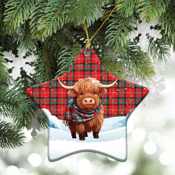 Stewart (Stuart) of Bute Tartan Christmas Ceramic Ornament - Highland Cows Snow Style For Discount - Image 4