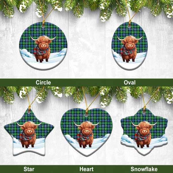 Murray of Atholl Ancient Tartan Christmas Ceramic Ornament - Highland Cows Snow Style Online