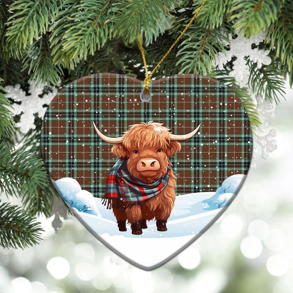 Thomson Hunting Modern Tartan Christmas Ceramic Ornament - Highland Cows Snow Style Sale - Image 5
