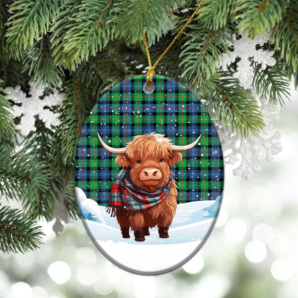 Murray of Atholl Ancient Tartan Christmas Ceramic Ornament - Highland Cows Snow Style Online - Image 3