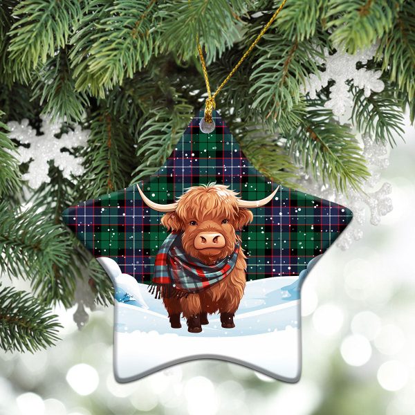 Mitchell Modern Tartan Christmas Ceramic Ornament - Highland Cows Snow Style For Cheap - Image 4