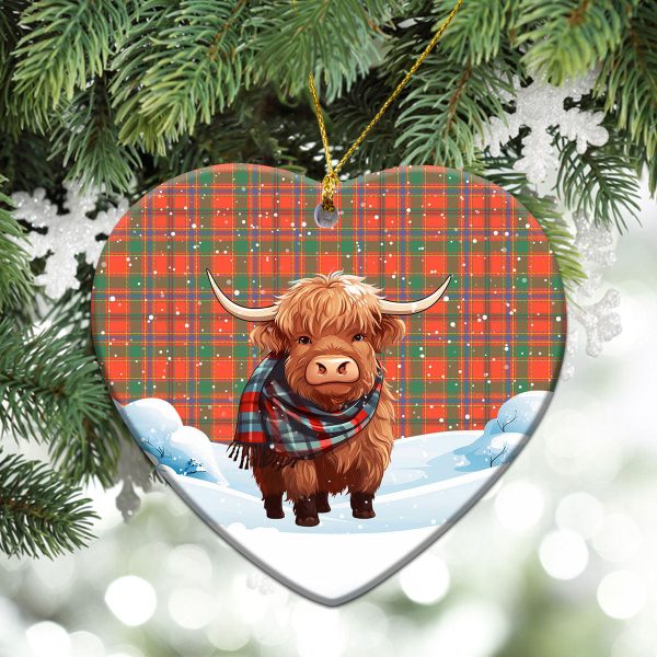 Munro Ancient Tartan Christmas Ceramic Ornament - Highland Cows Snow Style For Sale - Image 5