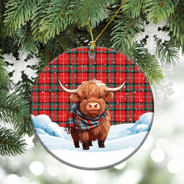 Stewart (Stuart) of Bute Tartan Christmas Ceramic Ornament - Highland Cows Snow Style For Discount - Image 2