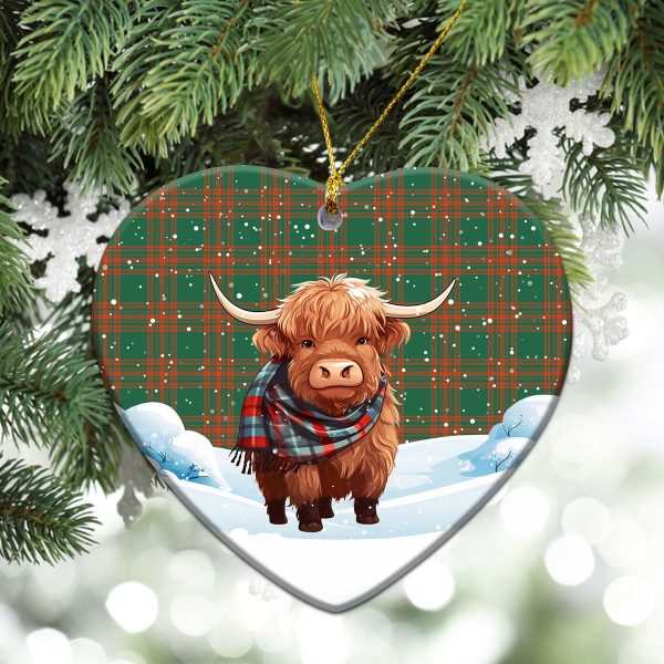 Menzies Green Ancient Tartan Christmas Ceramic Ornament - Highland Cows Snow Style For Cheap - Image 5