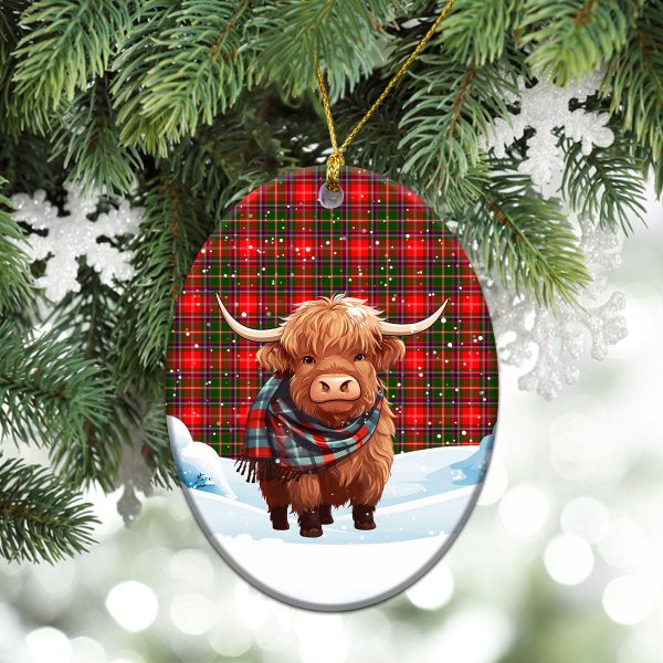 Somerville Tartan Christmas Ceramic Ornament - Highland Cows Snow Style Online Sale - Image 3