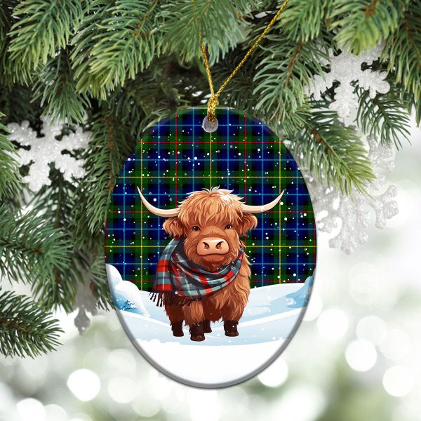 Smith Modern Tartan Christmas Ceramic Ornament - Highland Cows Snow Style Online - Image 3