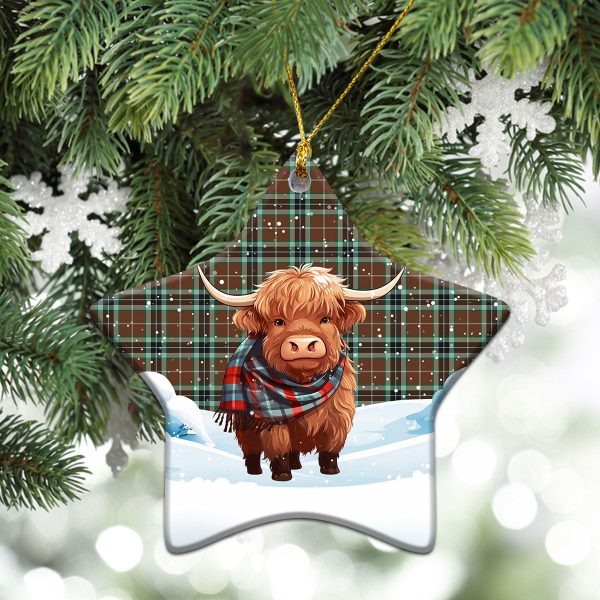 Thomson Hunting Modern Tartan Christmas Ceramic Ornament - Highland Cows Snow Style Sale - Image 4