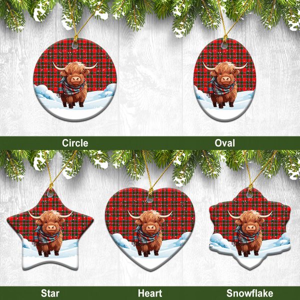 Spens (or Spence) Tartan Christmas Ceramic Ornament - Highland Cows Snow Style Online now