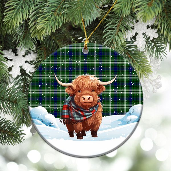 Mow Tartan Christmas Ceramic Ornament - Highland Cows Snow Style Hot on Sale - Image 2