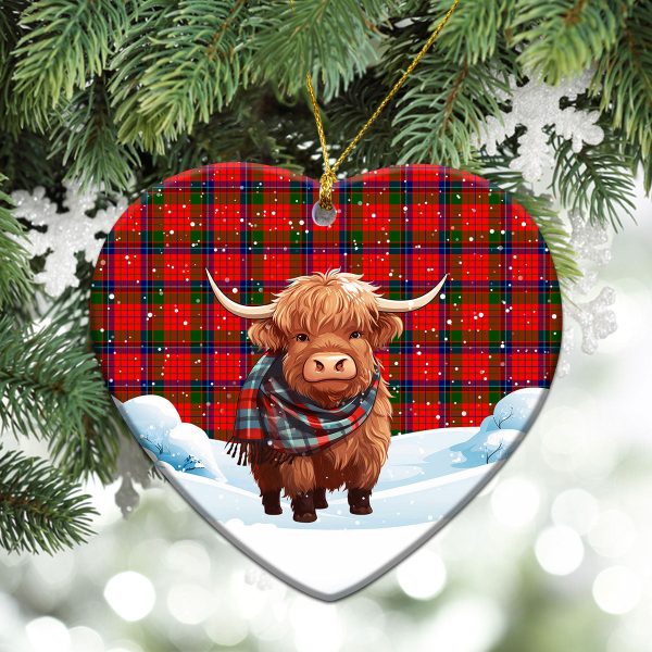 Nicolson Modern Tartan Christmas Ceramic Ornament - Highland Cows Snow Style on Sale - Image 5