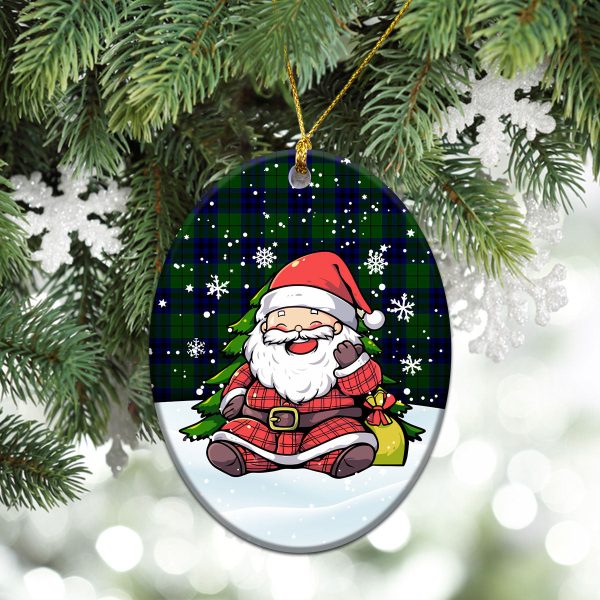 Keith Modern Tartan Christmas Ceramic Ornament - Scottish Santa Style Fashion - Image 3