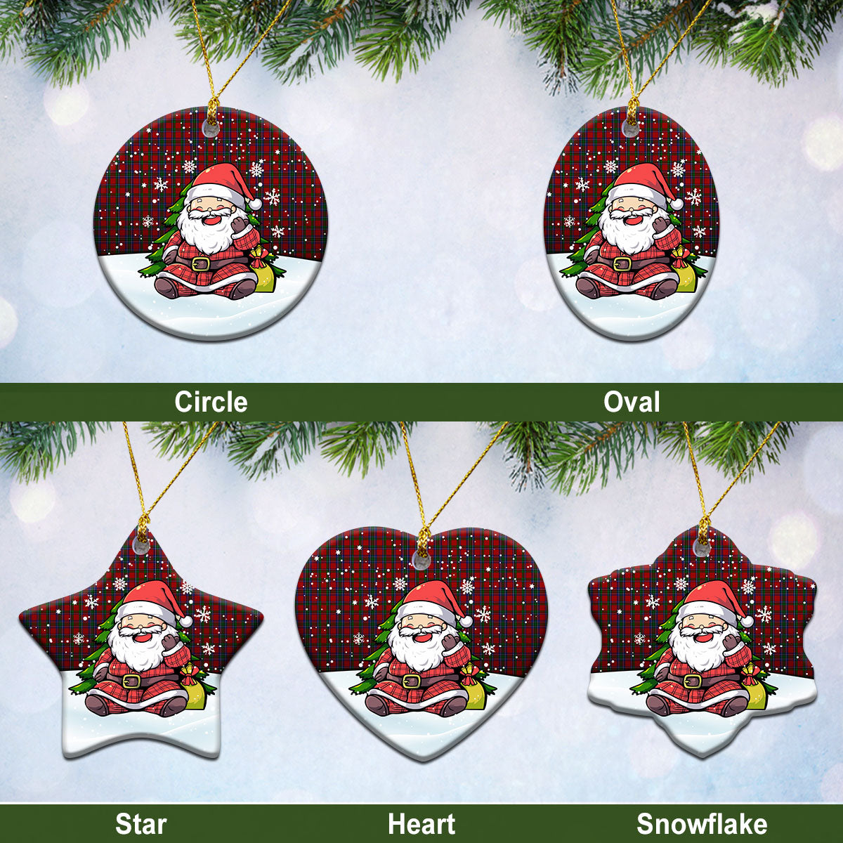 Lyle Tartan Christmas Ceramic Ornament – Scottish Santa Style For Sale
