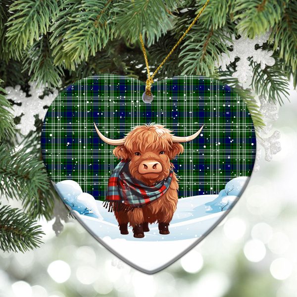 Mow Tartan Christmas Ceramic Ornament - Highland Cows Snow Style Hot on Sale - Image 5