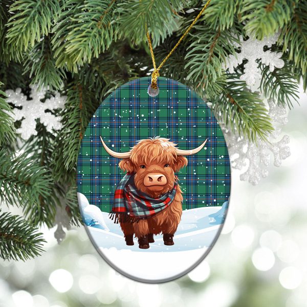 Shaw (of Sauchie) Ancient Tartan Christmas Ceramic Ornament - Highland Cows Snow Style Hot on Sale - Image 3