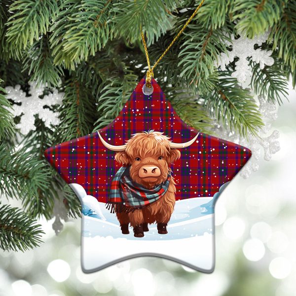 Fiddes Tartan Christmas Ceramic Ornament - Highland Cows Snow Style Cheap - Image 4