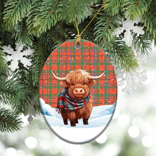 Munro Ancient Tartan Christmas Ceramic Ornament - Highland Cows Snow Style For Sale - Image 3