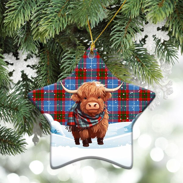 Newton Tartan Christmas Ceramic Ornament - Highland Cows Snow Style Supply - Image 4