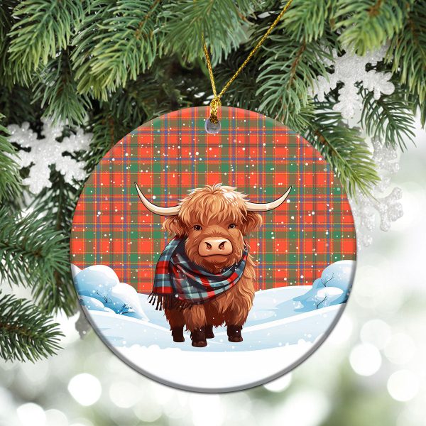Munro Ancient Tartan Christmas Ceramic Ornament - Highland Cows Snow Style For Sale - Image 2