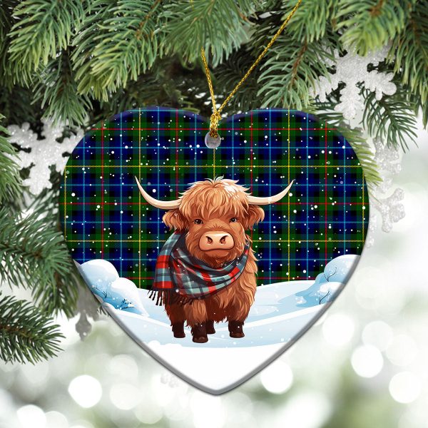 Smith Modern Tartan Christmas Ceramic Ornament - Highland Cows Snow Style Online - Image 5