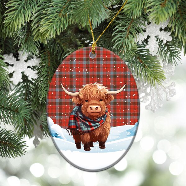 Robertson Weathered Tartan Christmas Ceramic Ornament - Highland Cows Snow Style Supply - Image 3