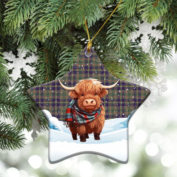 Taylor Weathered Tartan Christmas Ceramic Ornament - Highland Cows Snow Style on Sale - Image 4