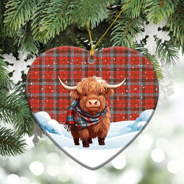 Robertson Weathered Tartan Christmas Ceramic Ornament - Highland Cows Snow Style Supply - Image 5