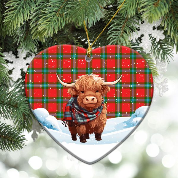 McLaine of Loch Buie Tartan Christmas Ceramic Ornament - Highland Cows Snow Style For Discount - Image 5