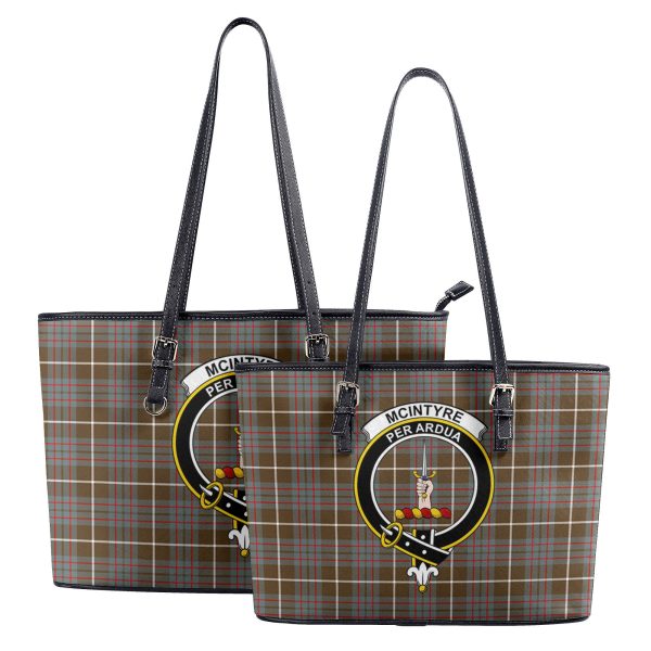 McIntyre Hunting Weathered Tartan Crest Leather Tote Bag Fashion - Image 4