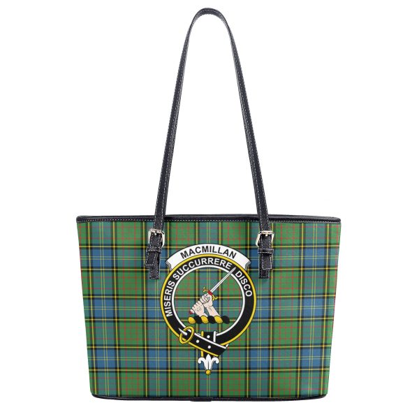 MacMillan Hunting Ancient Tartan Crest Leather Tote Bag Online now - Image 2
