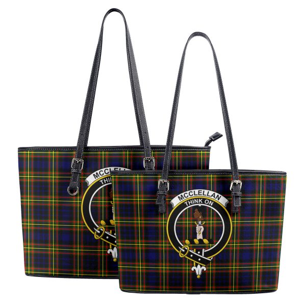 McClellan Modern Tartan Crest Leather Tote Bag Online Sale - Image 4