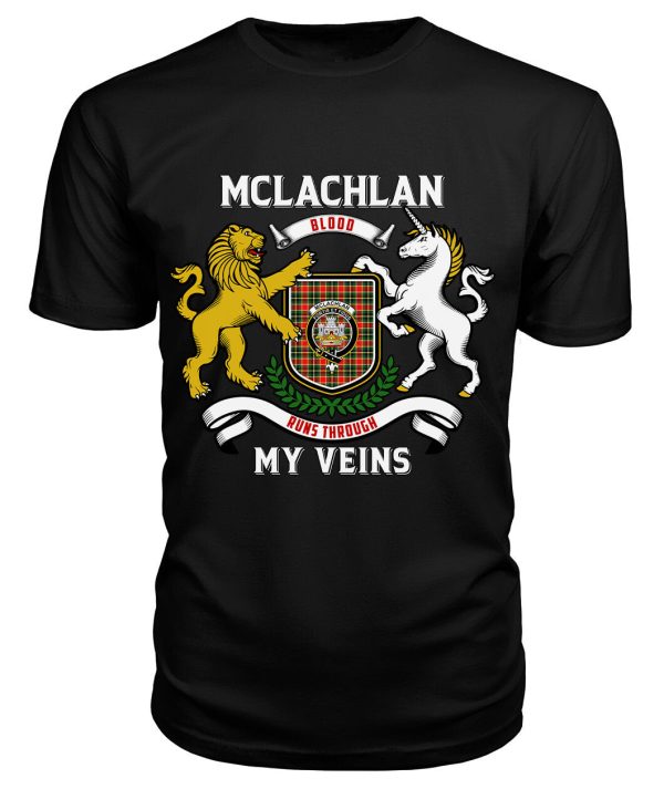 McLachlan Hunting Modern Tartan Crest 2D T-shirt - Blood Runs Through My Veins Style Hot on Sale