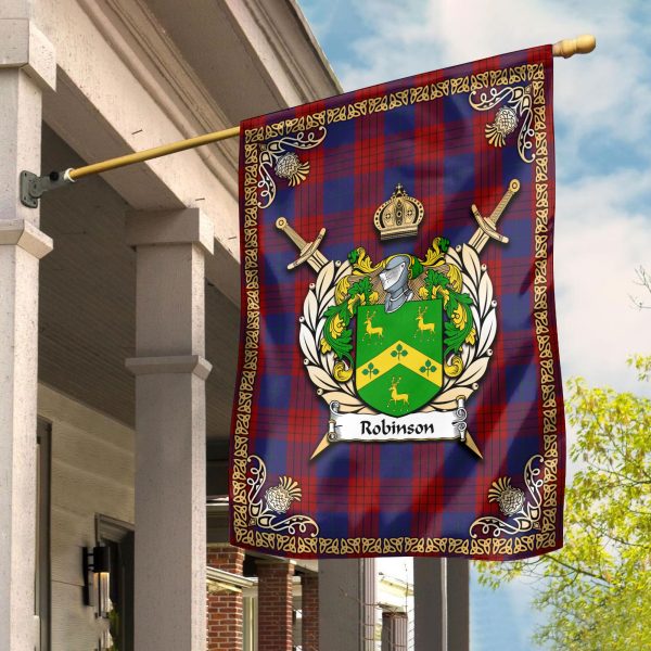 Robinson Dress Tartan Crest Garden Flag - Celtic Thistle Style For Discount