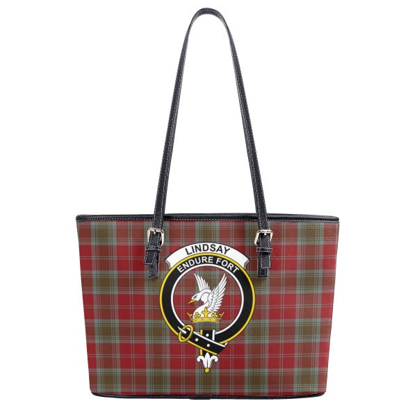 Lindsay Weathered Tartan Crest Leather Tote Bag For Sale - Image 2