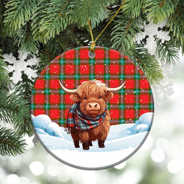 McLaine of Loch Buie Tartan Christmas Ceramic Ornament - Highland Cows Snow Style For Discount - Image 2