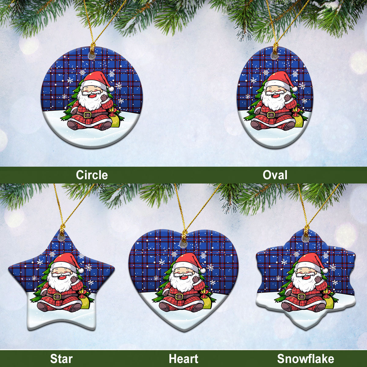 Elliot Modern Tartan Christmas Ceramic Ornament – Scottish Santa Style Supply