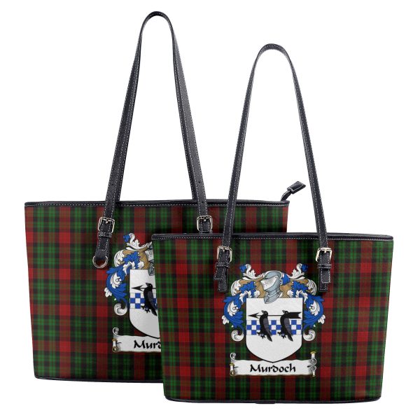 Murdoch Tartan Crest Leather Tote Bag For Sale - Image 4