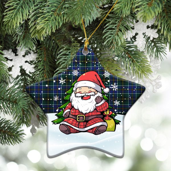 MacInnes Modern Tartan Christmas Ceramic Ornament - Scottish Santa Style Online Sale - Image 4