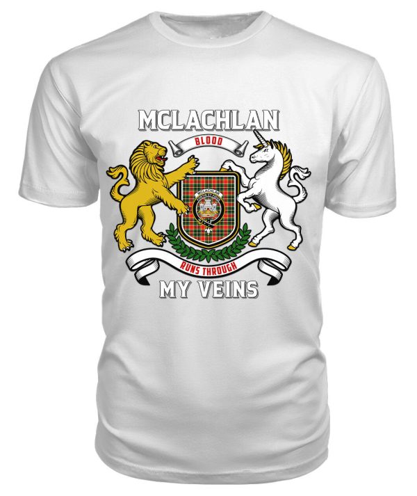 McLachlan Hunting Modern Tartan Crest 2D T-shirt - Blood Runs Through My Veins Style Hot on Sale - Image 3