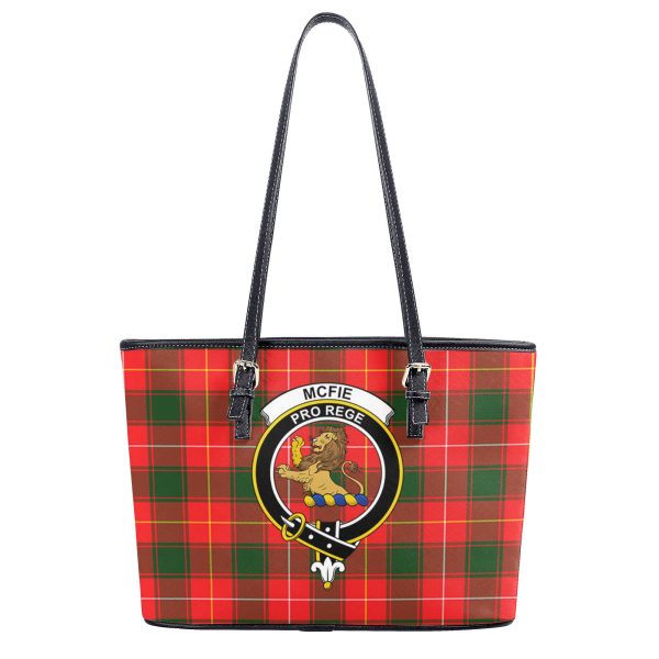 McFie Tartan Crest Leather Tote Bag Cheap - Image 2