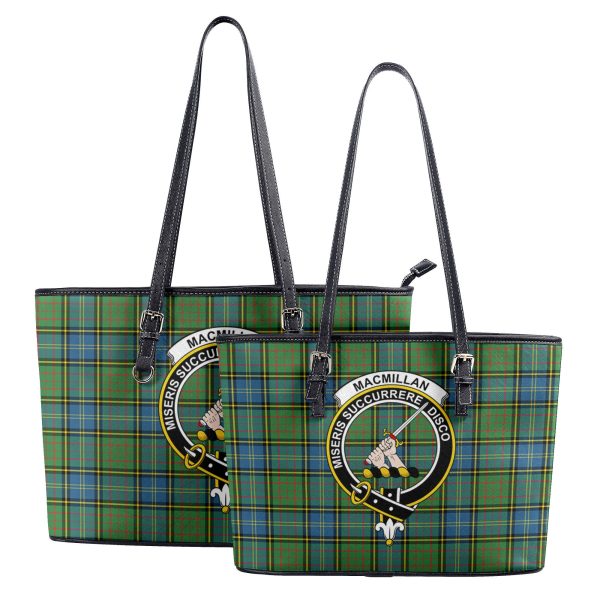 MacMillan Hunting Ancient Tartan Crest Leather Tote Bag Online now - Image 4