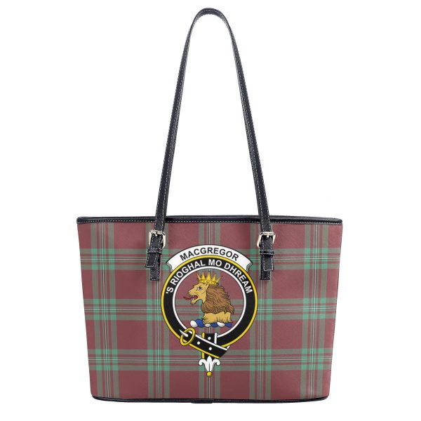 MacGregor Hunting Ancient Tartan Crest Leather Tote Bag For Cheap - Image 2