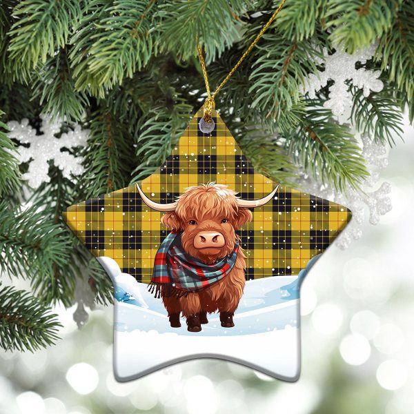 McLeod of Lewis Ancient Tartan Christmas Ceramic Ornament - Highland Cows Snow Style Online Sale - Image 4